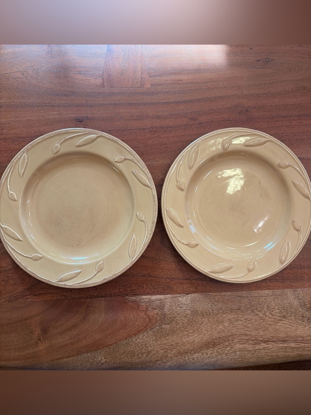 2 Signature Housewares Sorrento Salad Plates Wheat Gold Yellow Leaf No Dots 8"